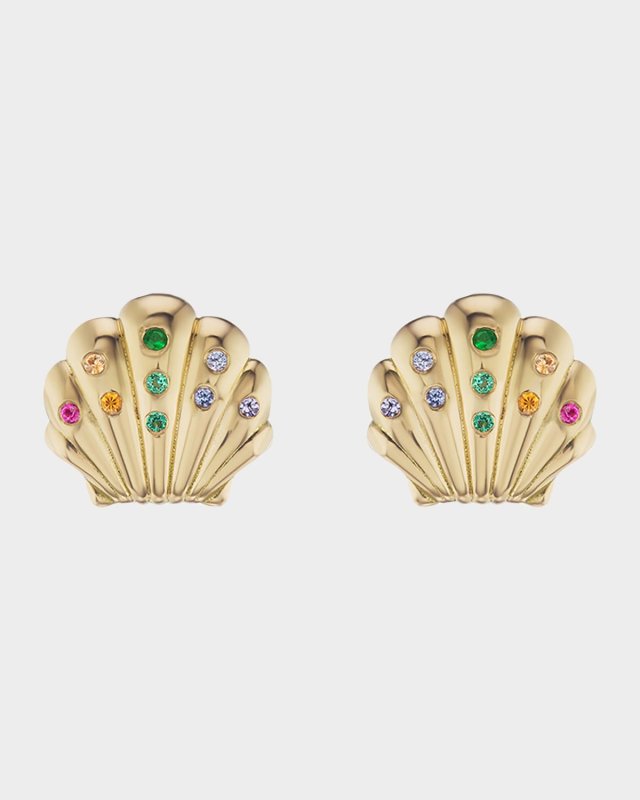 Small Shell Stud Earrings with Stones